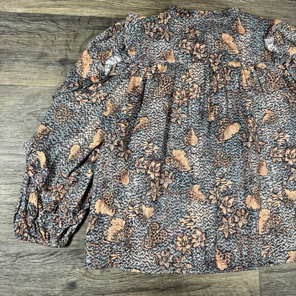 ULLA JOHNSON Manet Ruffled Floral Print Blouse Size 0 Multicolor - Picture 12 of 13